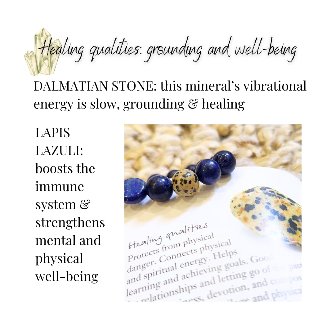 Handmade Jewelry: Crystal Bracelets for Women with Natural Gemstones - Boho Gifts by IMEL Studio (Dalmatian Protection Talisman for grounding and well-being)