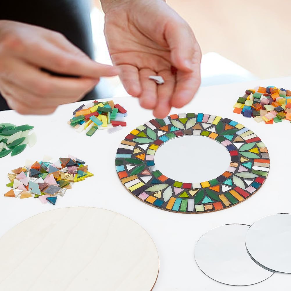 WEBEEDY Mosaic Mirror Kit Mosaic Craft Kits for Adults DIY Mirror Kit Mosaic Tile Craft Flower Mirror Mosaic Set DIY Creative Ceramic Mosaic Tiles for DIY Mosaic Christmas Valentine's Day Unique Gift