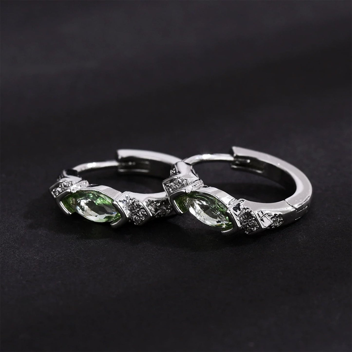 Lymphatic Drainage Slimming Hoop Earrings, Titanium Ion Lymphvity Germanium Acupuncture Therapy Moissanite Earrings Bloodstream Lymph Nodes CZ Jewelry for Women Men (Green-A)