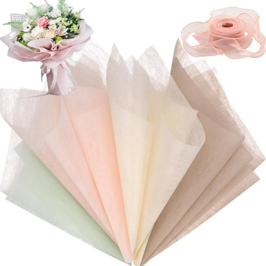 40 Sheets 23.6x23.6 inches Cotton Wrapping Flower Lining Paper,Korean Style Of Waterproof Floral Bouquet Lining Paper Withdrawable Pleated Wrapping Paper Gift Packaging Paper,4 Colors
