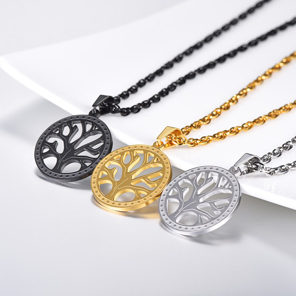 PROSTEEL 18K Gold Plated Necklaces Pendants Nature Spiritual Tree of Life Necklace Family Tree Necklace Women Jewelry