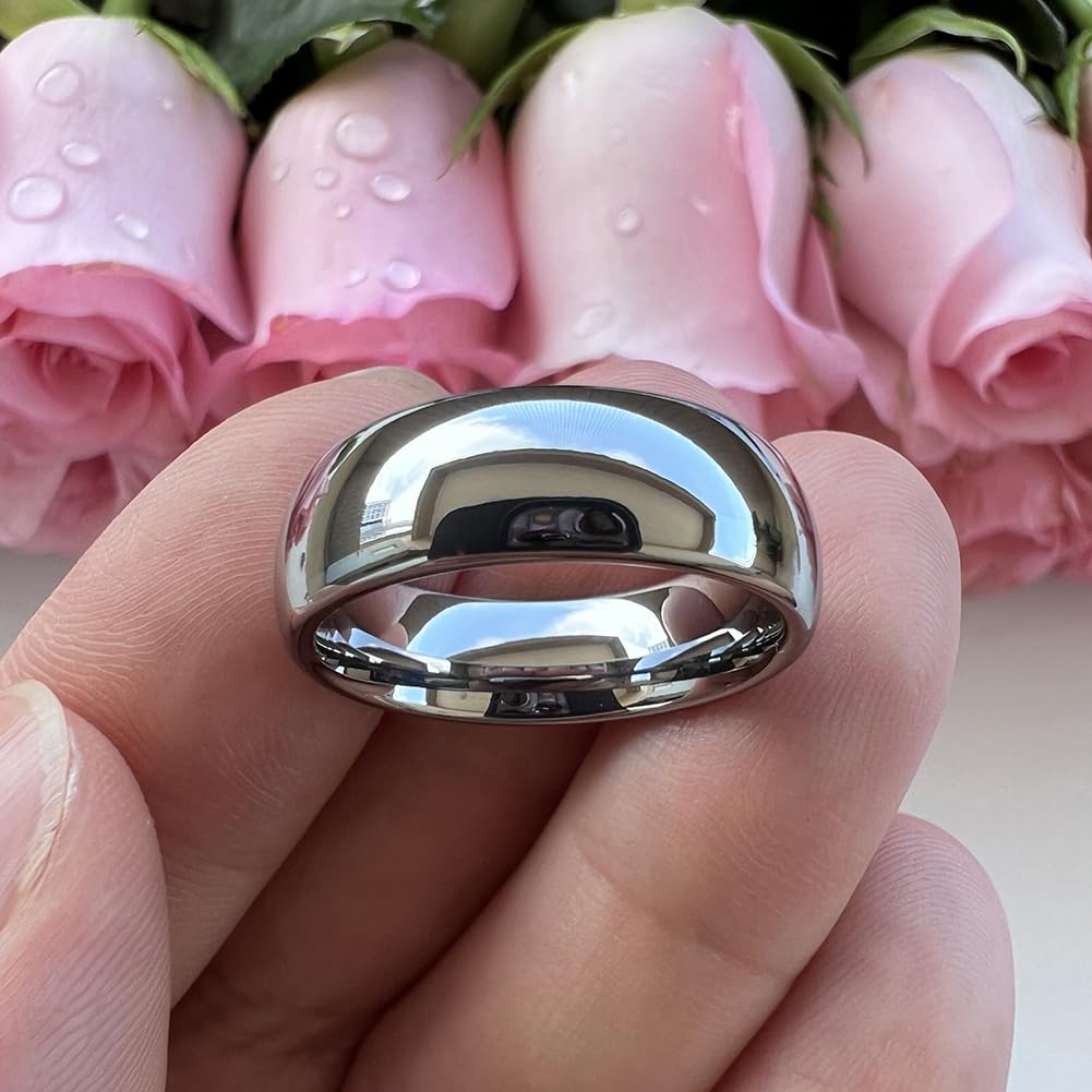 TUTISS 7mm Tungsten Carbide Rings for Men Women Engagement Wedding Bands Domed Polished Shiny Comfort Fit Size 12