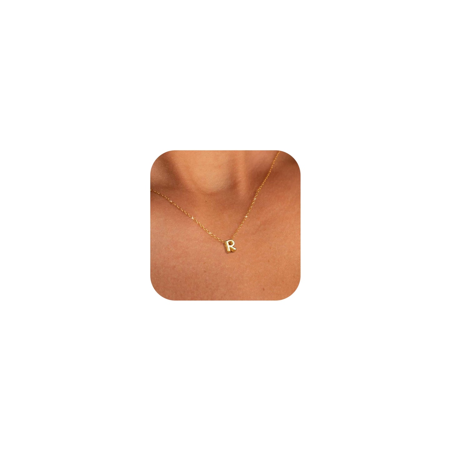 CUEZIY 14K Gold Plated Bubble Letter Necklace Initial Necklaces for Women Dainty Personalized Charm Pendant Name Necklace Cute Non Tarnish Fashion Accessories Teen Gift Trendy Stuff Jewelry Gifts