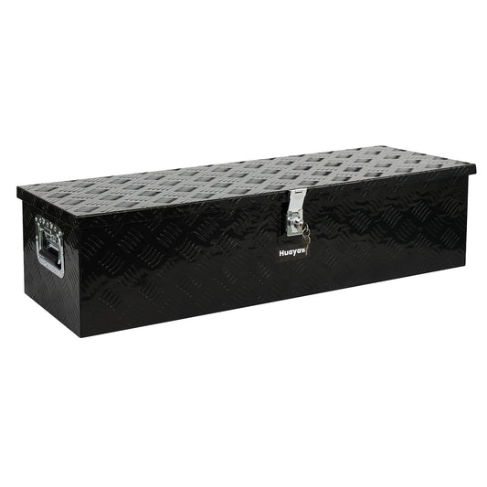 Aluminum Truck Tool Box, Heavy Duty Waterproof Truck Storage Organizer, Pickup Truck Bed RV Trailer with Side Handle, Lock and Keys (Black, 39-INCH)