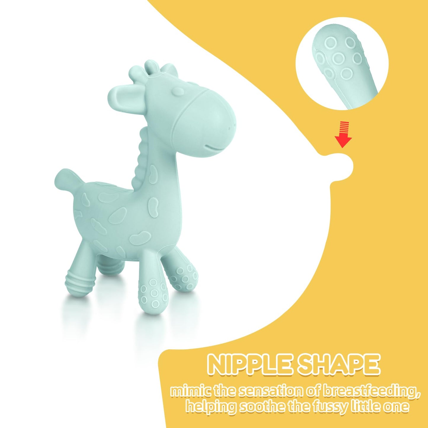 TYRY.HU Baby Teething Toys for Babies 0-6 6-12 Months,BPA Free Silicone Giraffe Teethers Toys, Soft-Textured Chew Toys, Montessori Sensory Toys for Boys Girls Teething Relief, 4 Pack