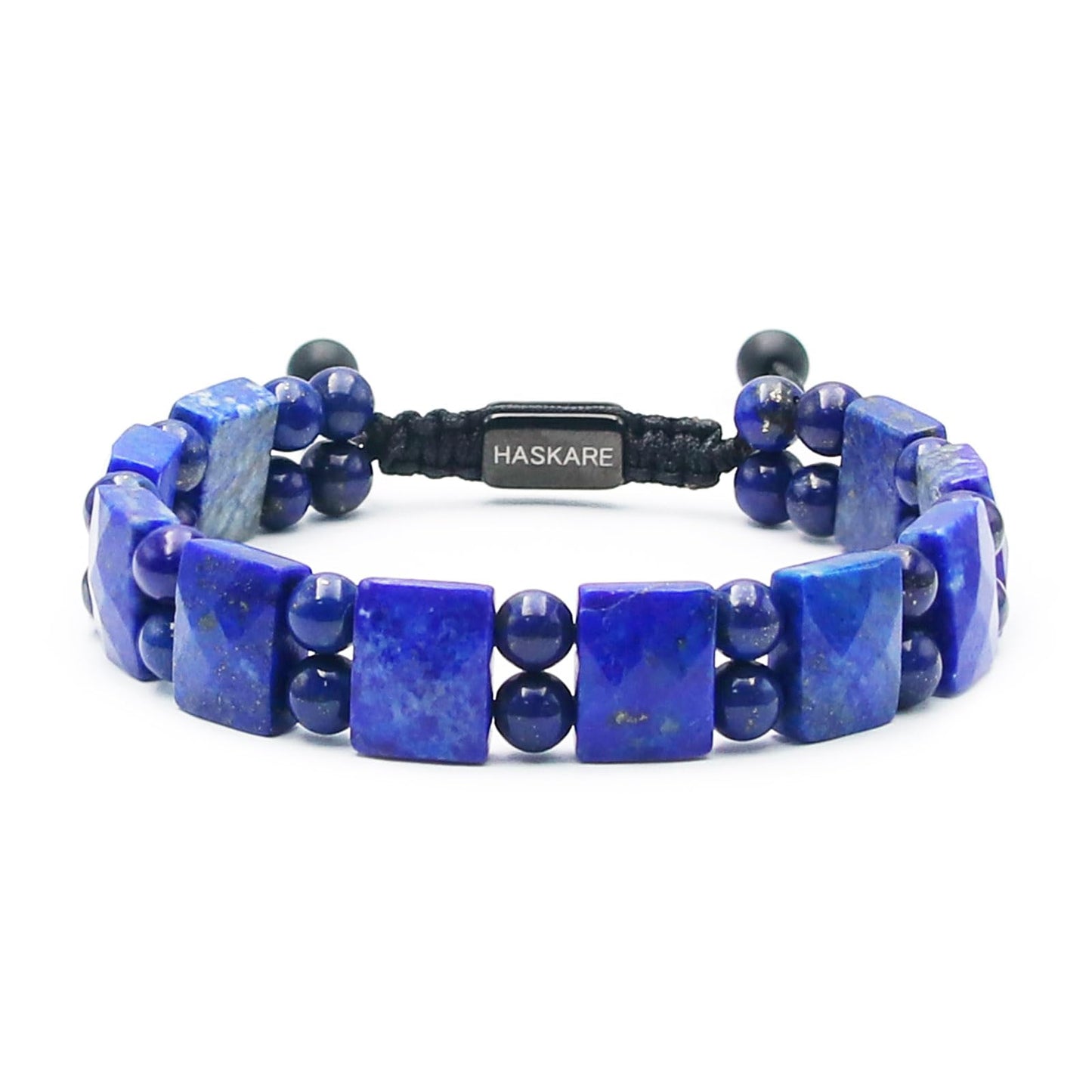 HASKARE Mens Jewelry Beads Crystal Bracelet for Men, Energy Bead Bracelets Healing Stone Lapis Lazuli Bracelet, Real Blue Gemstone Protection Crystals Woven Drawstring Anxiety Bracelets Gift for Him