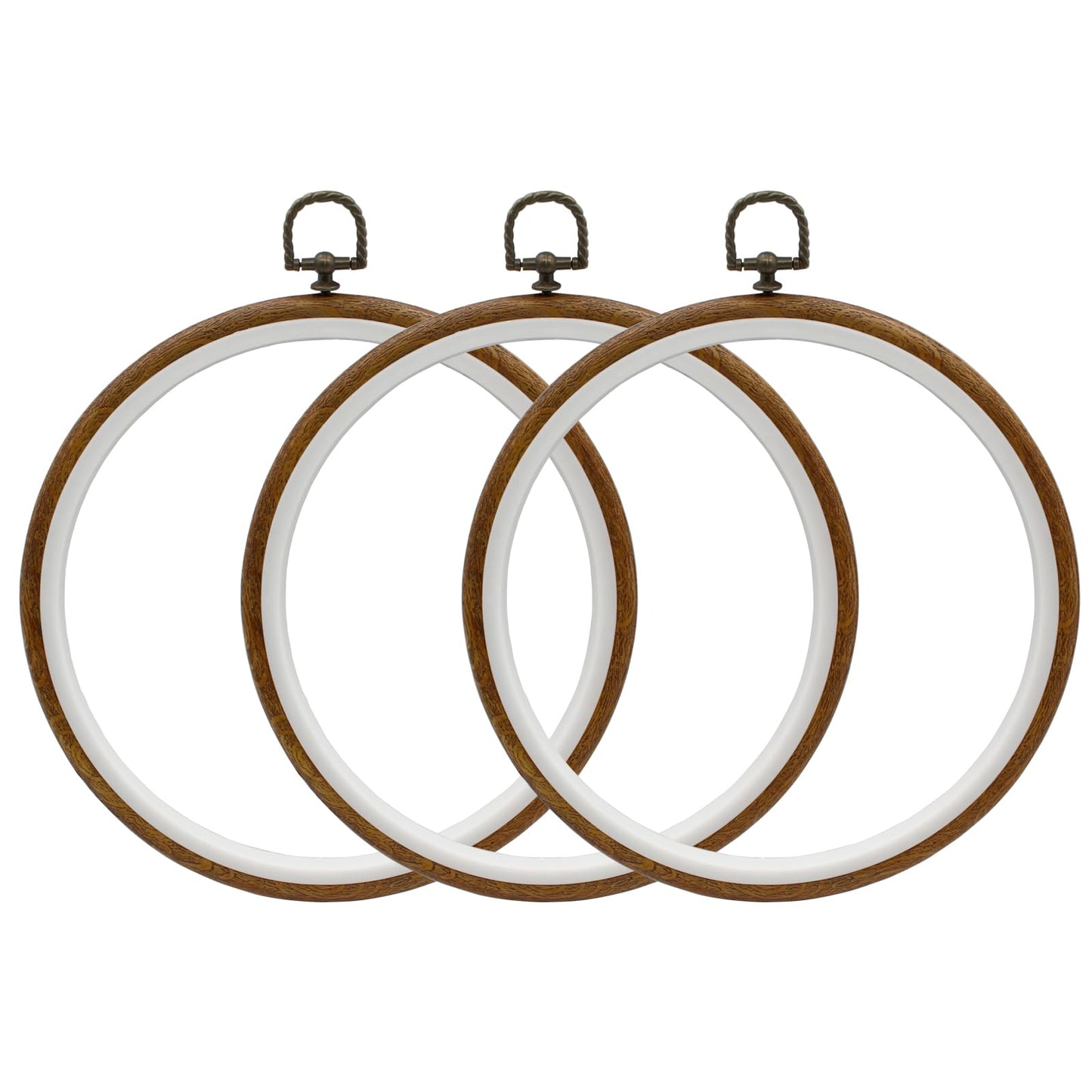 Auvotuis 3Pcs 9 Inch Round Embroidery Hoops Imitated Wood Cross Stitch Hoop, Circle Display Frame for DIY Christmas Ornament, Art Craft Sewing