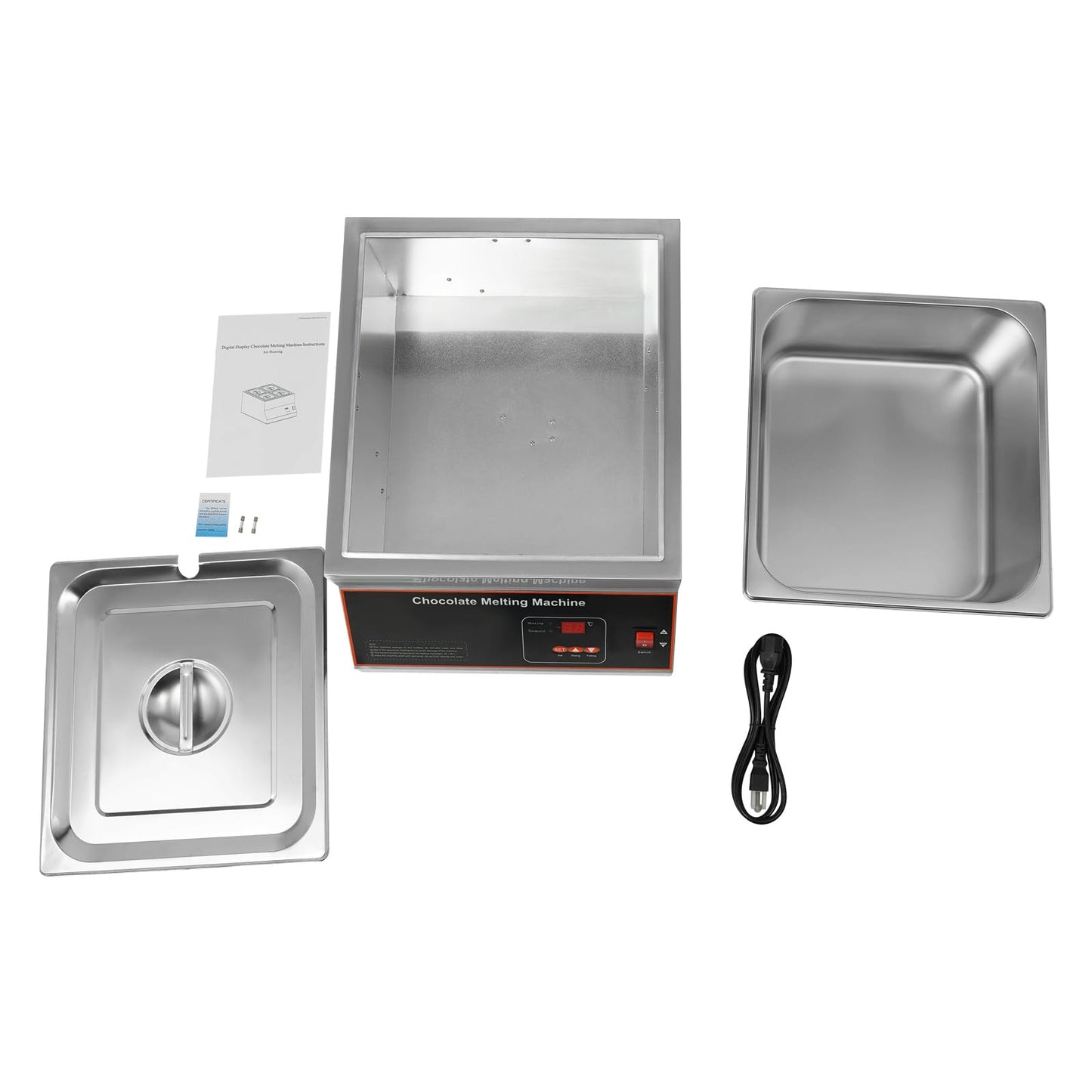 Professional Commercial Chocolate Tempering Machine 26.46 Lbs Single Tank Chocolate Melting Pot with Digital Temp Control 32~203°F, 110V 500W Electric Stainless Steel Chocolate Melter Food Warmer