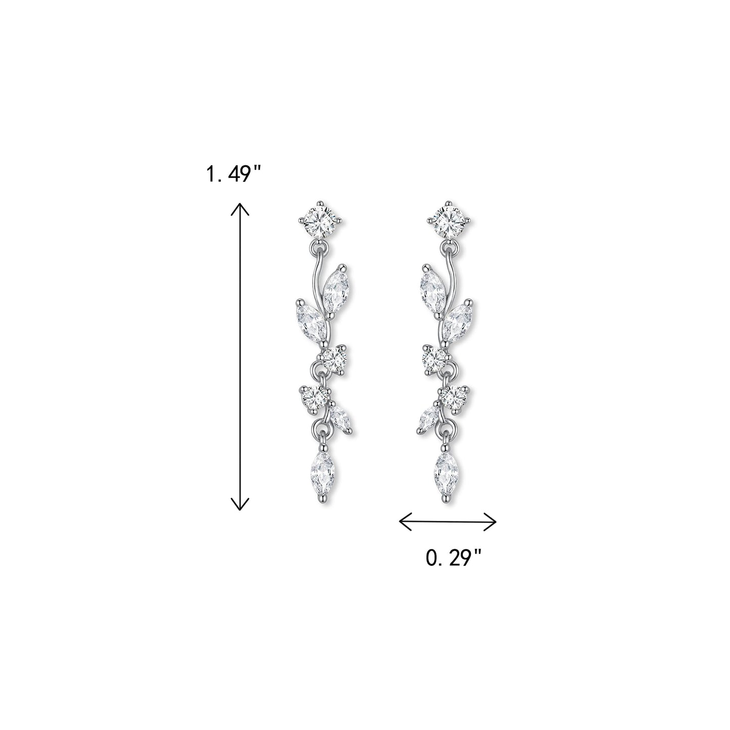 FANZE Marquise Cubic Zirconia Wedding Earrings for Women Brides Bridesmaids, Crystal Dangle Drop Silver Earrings for Women Jewelry Gifts
