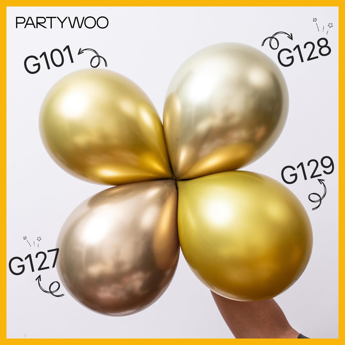 PartyWoo Gold Balloons 127pcs Different Sizes of 36 18 12 10 5 Inch Gold Balloon Arch Kit Garland for Graduation Birthday Wedding Anniversary Baby Shower Retirement Casino Party Decorations Gold-G101