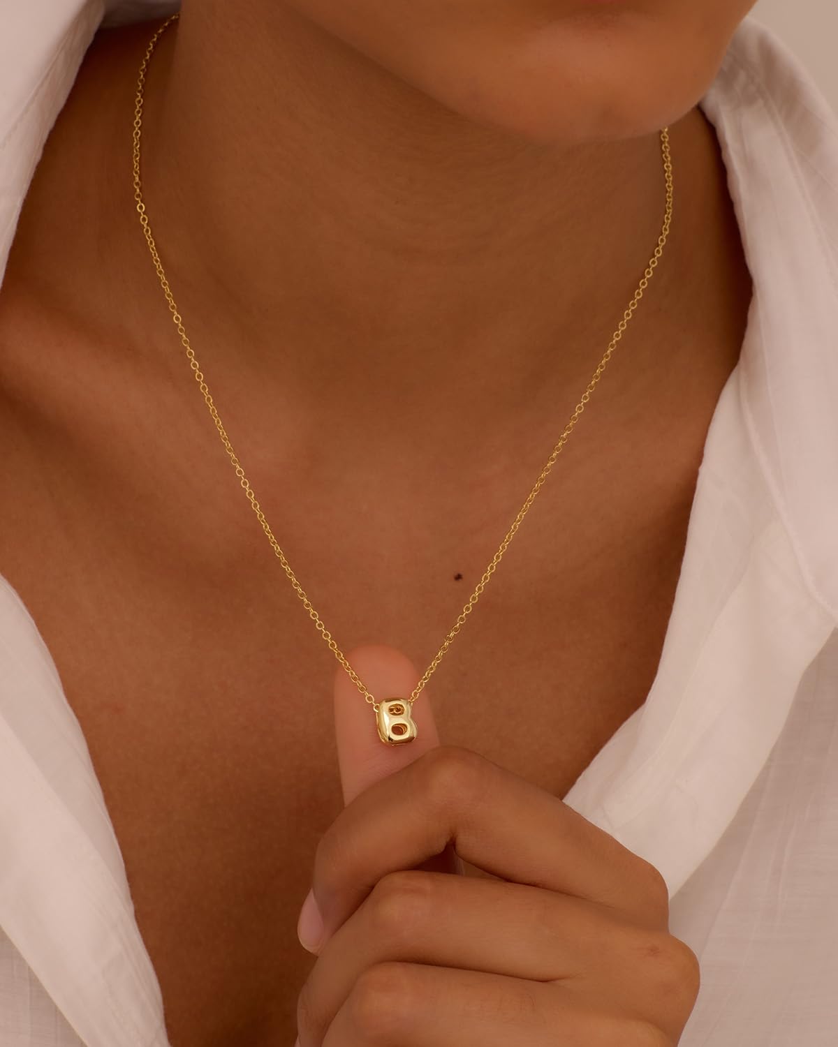 CUEZIY 14K Gold Plated Bubble Letter Necklace Initial Necklaces for Women Dainty Personalized Charm Pendant Name Necklace Cute Non Tarnish Fashion Accessories Teen Gift Trendy Stuff Jewelry Gifts