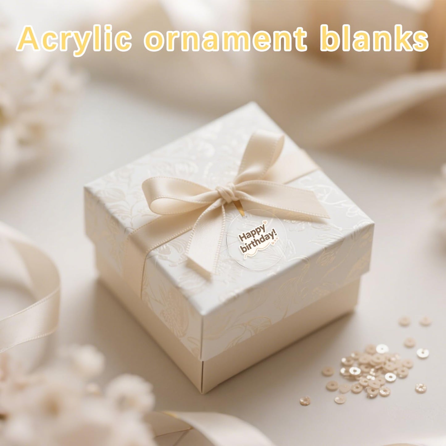 40 Pcs Acrylic Ornament Blanks 4 inch, Clear Acrylic Keychains Blanks Bulk Transparent Flat Round Discs Blank with Hole for Christmas Ornaments Decor, Plastic Circles for Engraving, Painting, Crafts