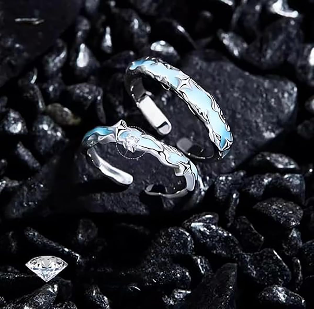IMMUNOTRAX Magnetic Therapy Luminous Titanium Ion Adjustable Ring - Lymphatic Magtherapy Luminous Jewelry for Couples,Glow-in-Dark Wellness Ring Gift for Men/Women (B For Women)