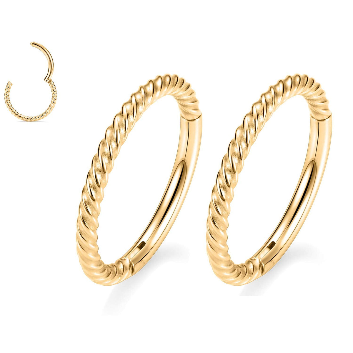 GAGABODY Nose Hoop Surgical Steel Seamless Septum Clicker Septum Ring 8mm Septum Jewelry Gold Nose Rings 18 Gauge Nose Ring Hoop 18g Cartilage Earring Lip Rings Helix Earrings Nose Piercing Jewelry