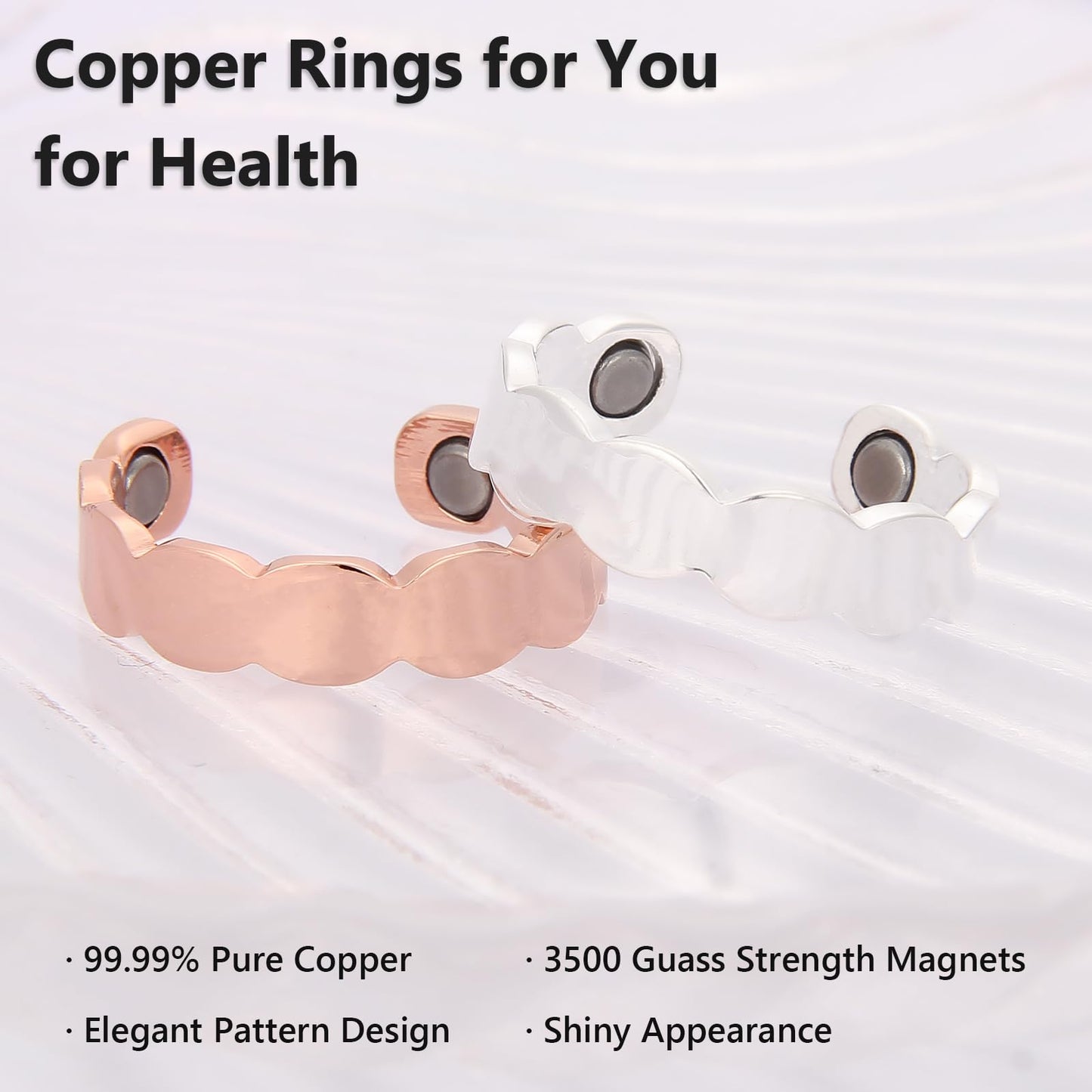 BioMag Lymphatic Drainage Copper Ring for Women, 99.99% Pure Copper Healing Magnetic Therapy Rings,Gifts for Women