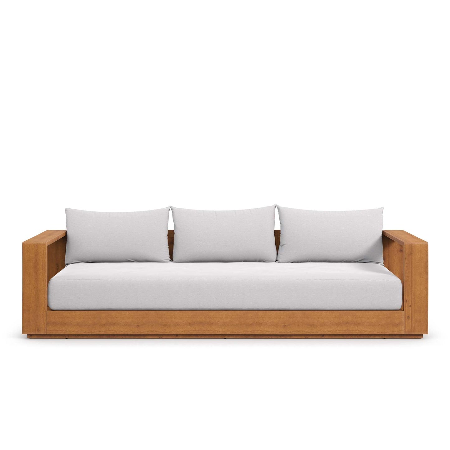 Modway Tahoe Acacia Wood Outdoor Patio Sofa in Natural Light Gray with Weather-Resistant Cushions - Ideal as a Porch Couch or Sunroom Sofa