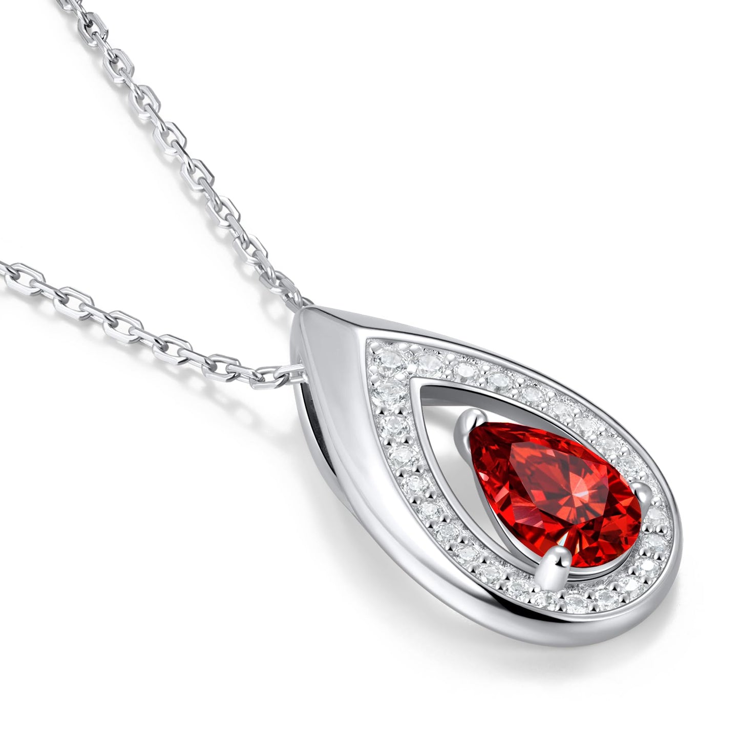 Kstyle 925 Sterling Silver Garnet January Birthstone Pendant Necklace Teardrop Jewelry Valentine's Day Anniversary Birthday Gift for Wife Girlfriend Mom Sister Non Tarnish