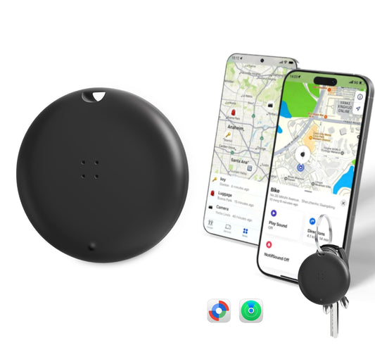 OTIC Dual System Bluetooth Smart Tracker Tags 1 Pack Black, Item Finder Locator for Apple Find My (iOS) & Google Find Hub (Android), Gift for Keys, Wallet, Luggage, Backpack