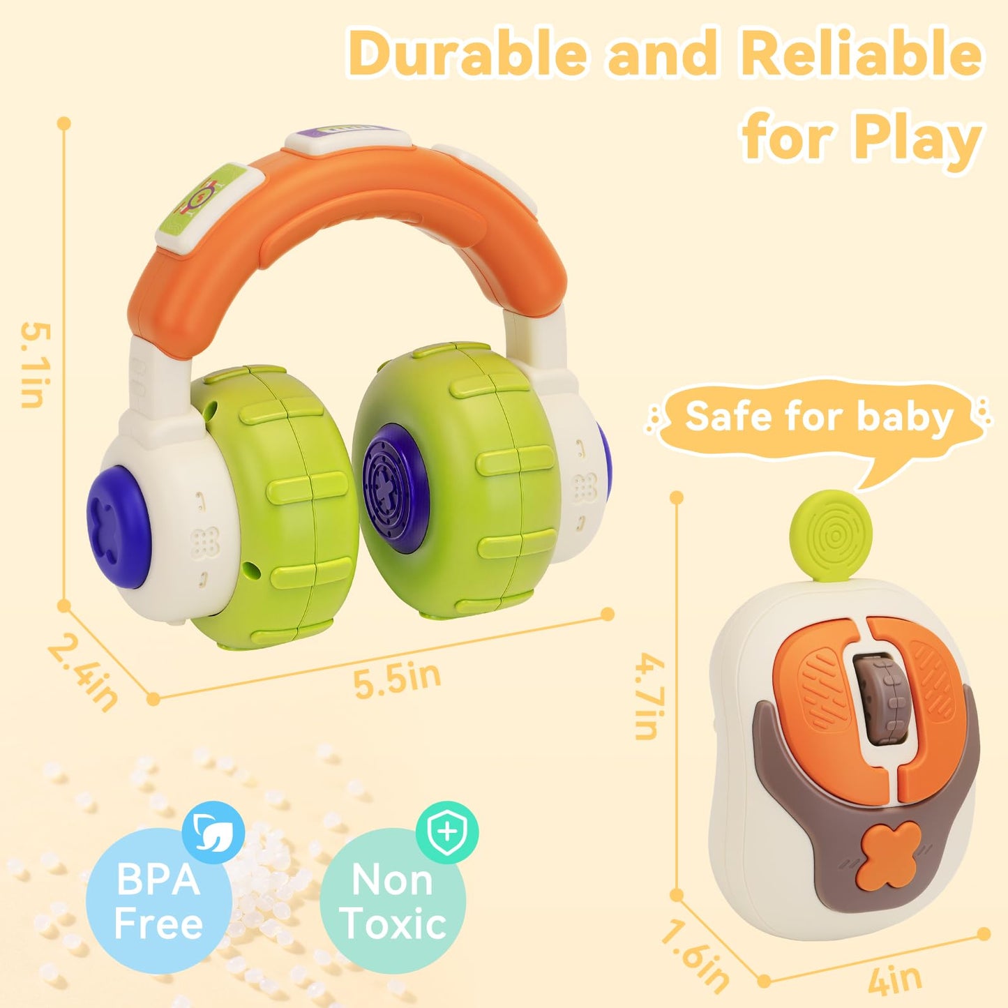MPQMPQ Musical Toys for Babies 0-6 Months - 1 2 Year Old Toddlers Boy Girl Gifts with Light & Music Toys for 1 + Year Old, 1st Learning Educational Motor Skills Sensory Toy