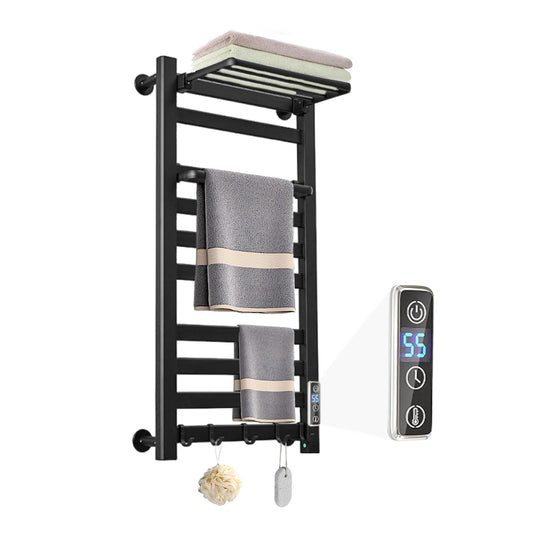 AyiDrmjj Heated Towel Rack for Bathroom Towel Warmer Racks Wall Mounted with Shelf,Timer & Temperature Multi-Level Adjustments with 10 Bars for Bathroom Shower Hot Tub(Black)