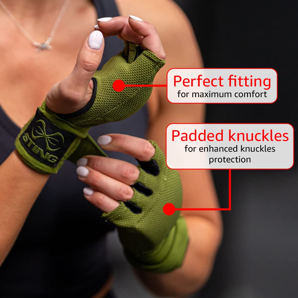 Sting Elasticized Quick Boxing Hand Wrap Gloves, Boxing Equipment for MMA Competition and Training, Teal Blue, M