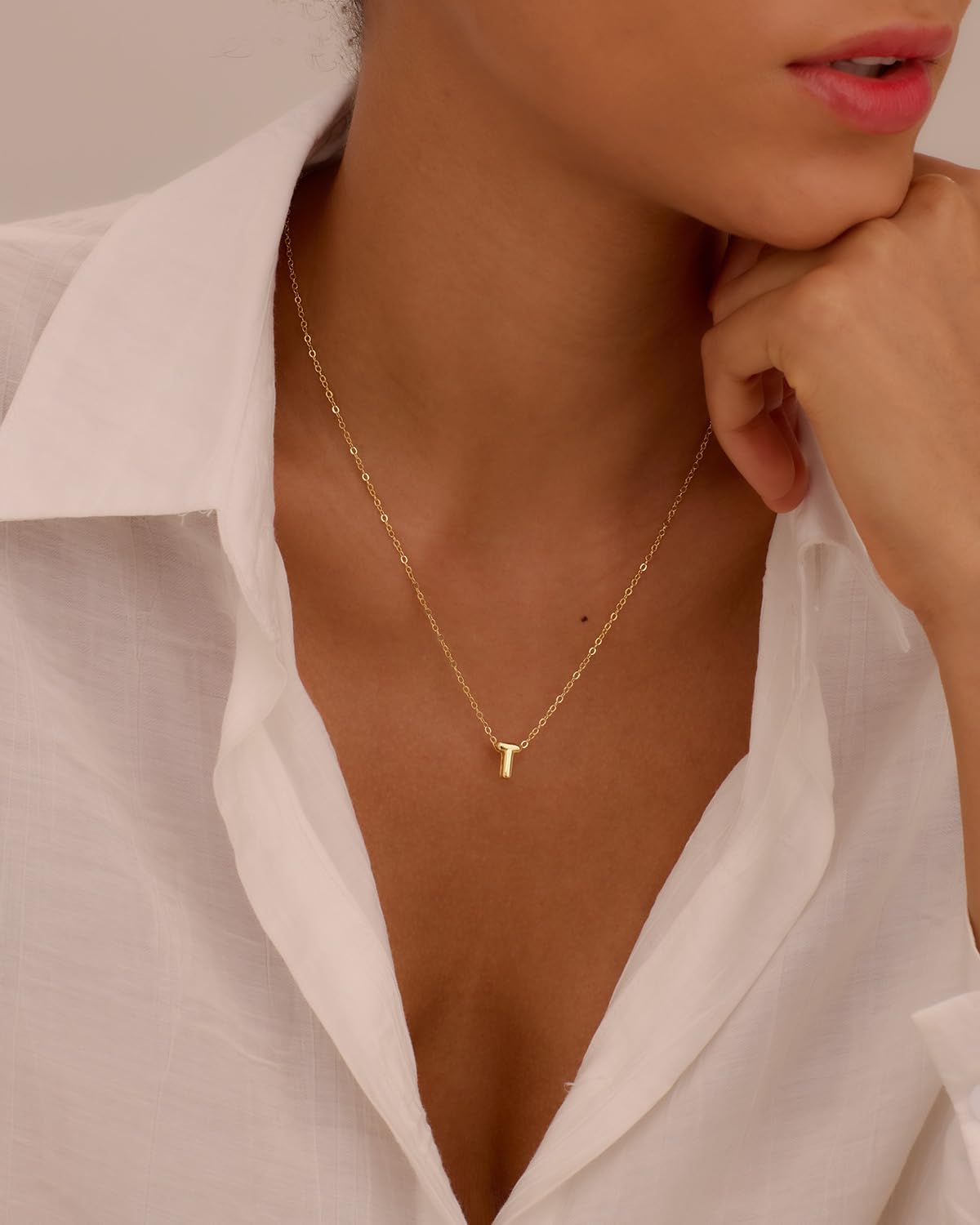 CUEZIY 14K Gold Plated Bubble Letter Necklace Initial Necklaces for Women Dainty Personalized Charm Pendant Name Necklace Cute Non Tarnish Fashion Accessories Teen Gift Trendy Stuff Jewelry Gifts