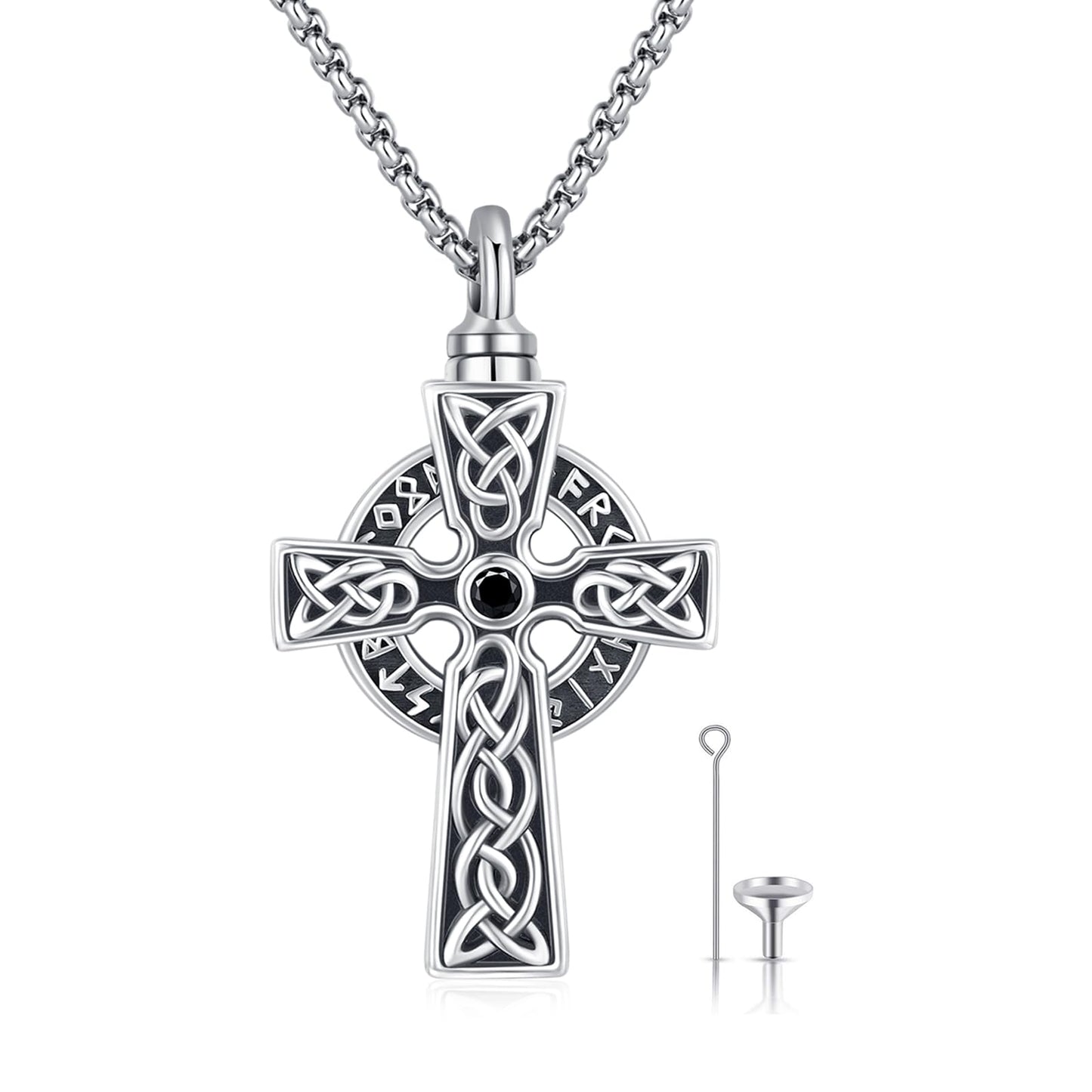 YEESIA Cross Urn Necklace for Men Women 925 Sterling Silver Crucifix Pendant Necklace Cross Urn Jewelry for Men Women