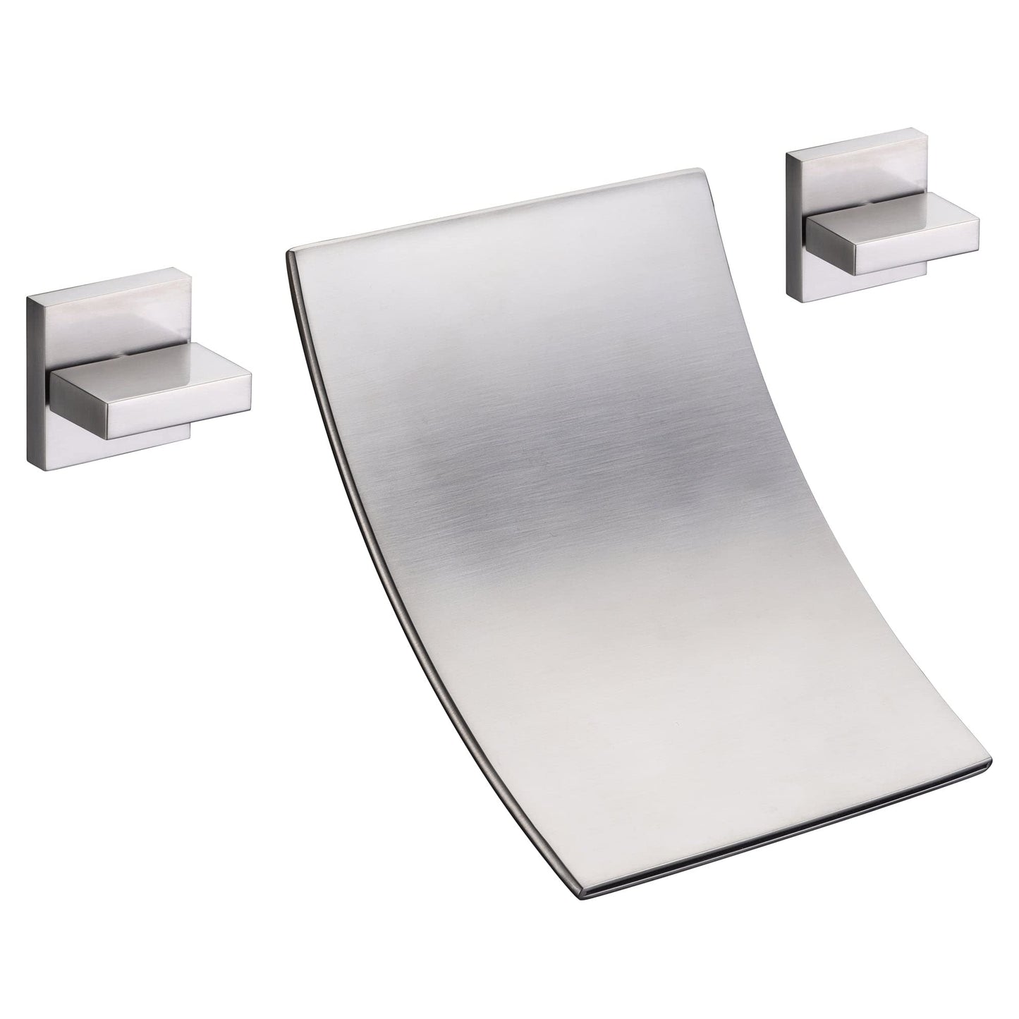 SUMERAIN Wall Mount Waterfall Tub Faucet 3 Hole Brushed Nickel Bathtub Faucet, Extra High Flow Rate