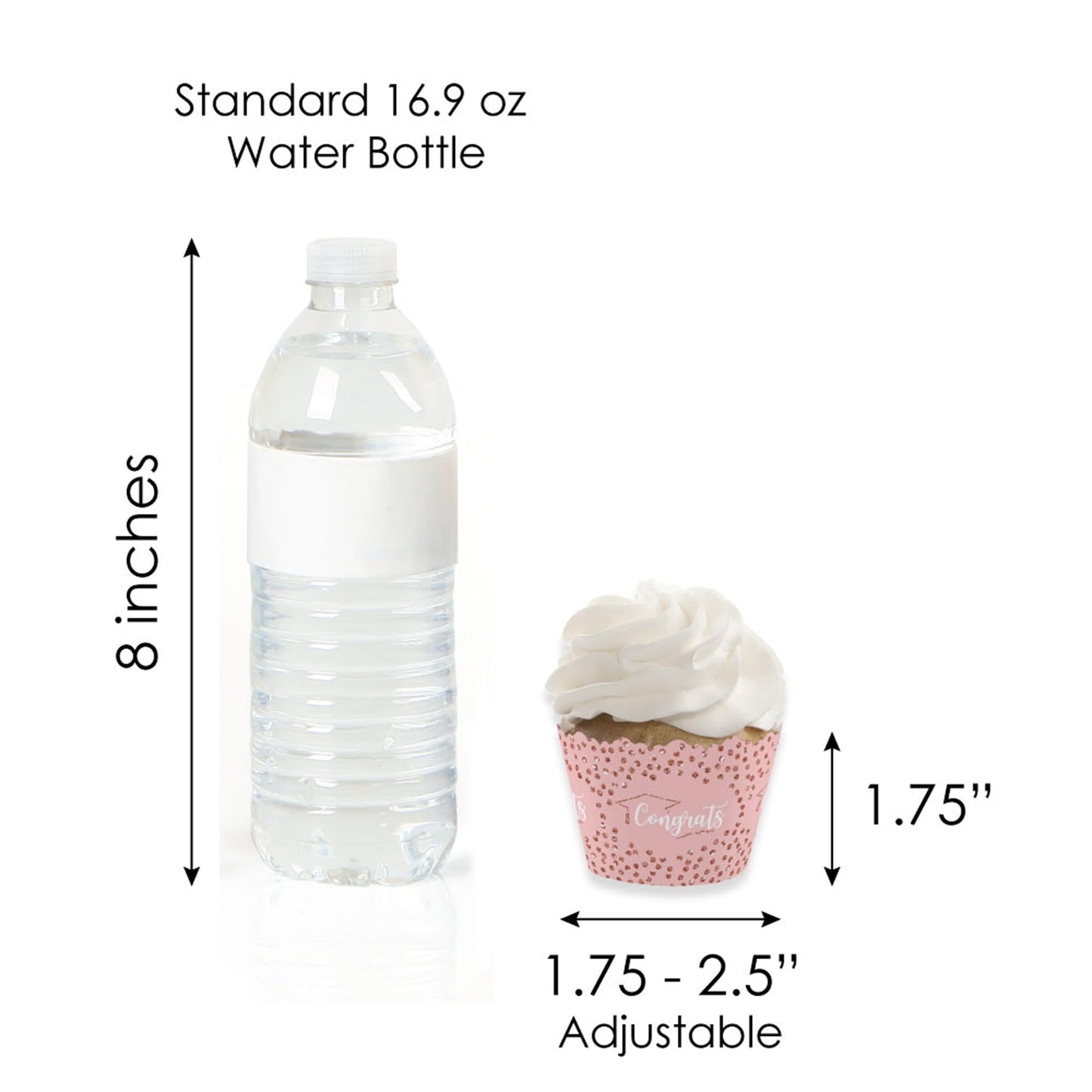 Big Dot of Happiness Rose Gold Grad - Cupcake Decoration - 2026 Graduation Party Cupcake Wrappers and Treat Picks Kit - Set of 24