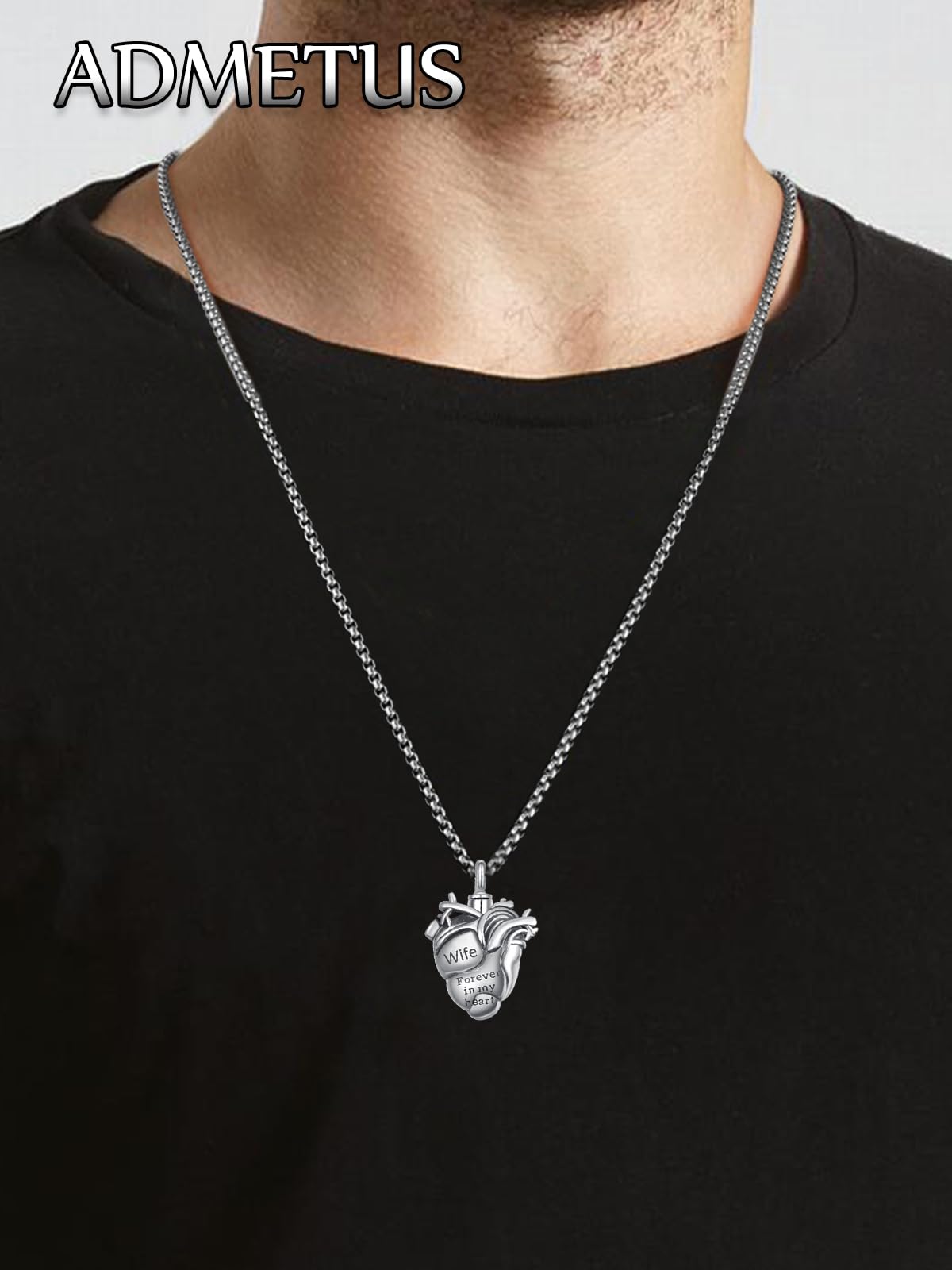 Anatomical Heart Urn Necklaces for Ashes Sterling Silver Ash Pendants Cremation Jewelry Wife Keepsake Pendant Memorial Jewelry Gifts for Loss of Wife