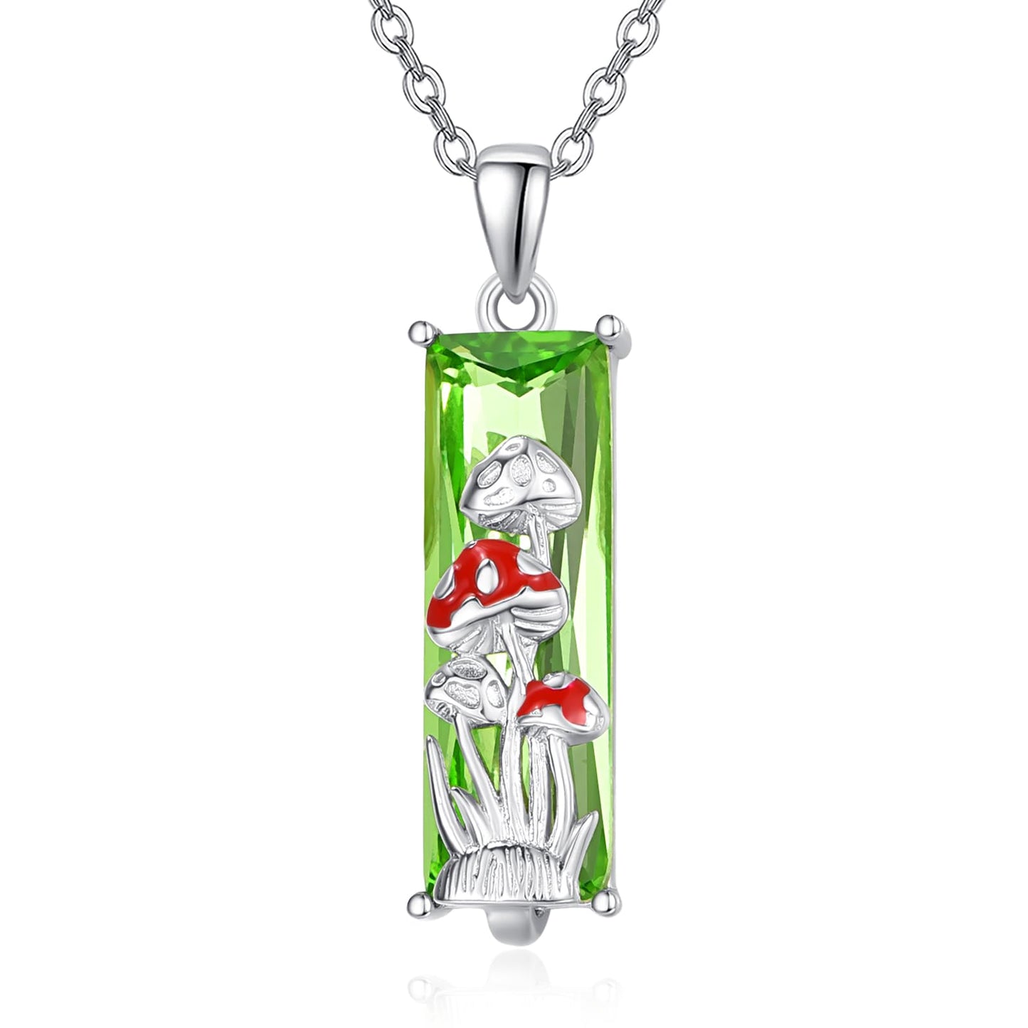 AENEAS Mushroom Necklace for Women 925 Sterling Silver Green Crystal Red Mushroom Pendent Necklace Cute Jewelry Gift for Her Wife Christmas Gift