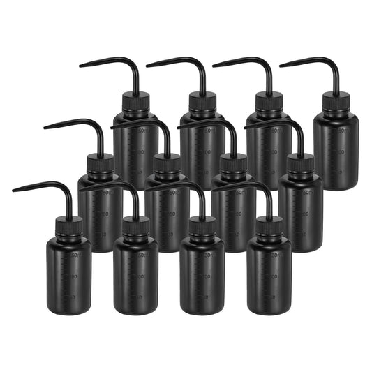 PATIKIL 12 Pcs Wash Bottle, 150ml 5oz Plastic Succulent Watering Bottle Eyelash Tattoo Rinse Washing for Plant Eyelash Extensions Irrigation Lab RV Gap Cleaning, Black