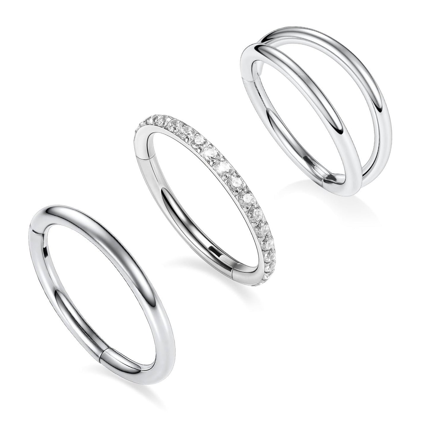 GAGABODY Septum Ring Septum Jewelry Seamless Double Hoop Conch Piercing Jewelry 14 Gauge Nose Ring Hoop 14g Cartilage Earring with CZ Lip Rings 6mm Nose Hoop Surgical Steel Helix Earrings Silver