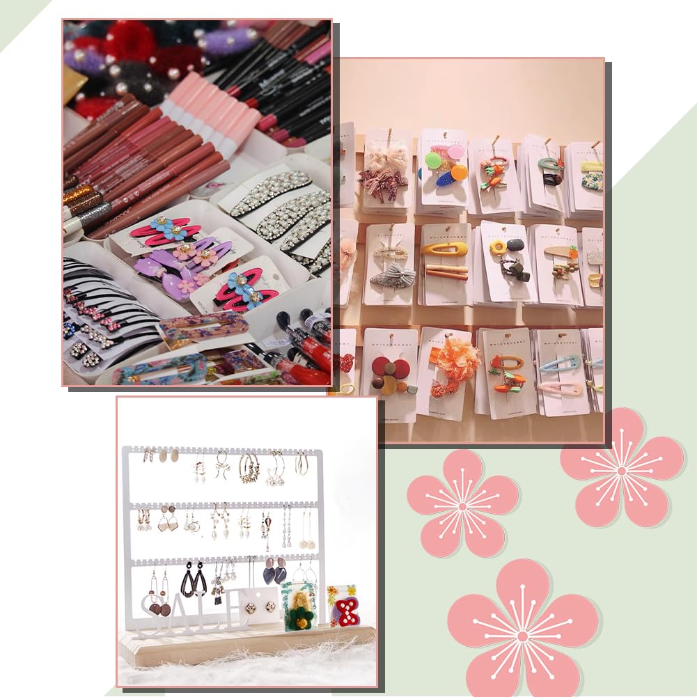 PH PandaHall 120pcs 6 Styles Hair Clip Display Cards, 7 x 5cm Rectangle Kraft Paper Claw Clip Organizer Hair Bow Holder Cards Barrettes Collecting Card with OPP Bags for Hair Selling Small Business