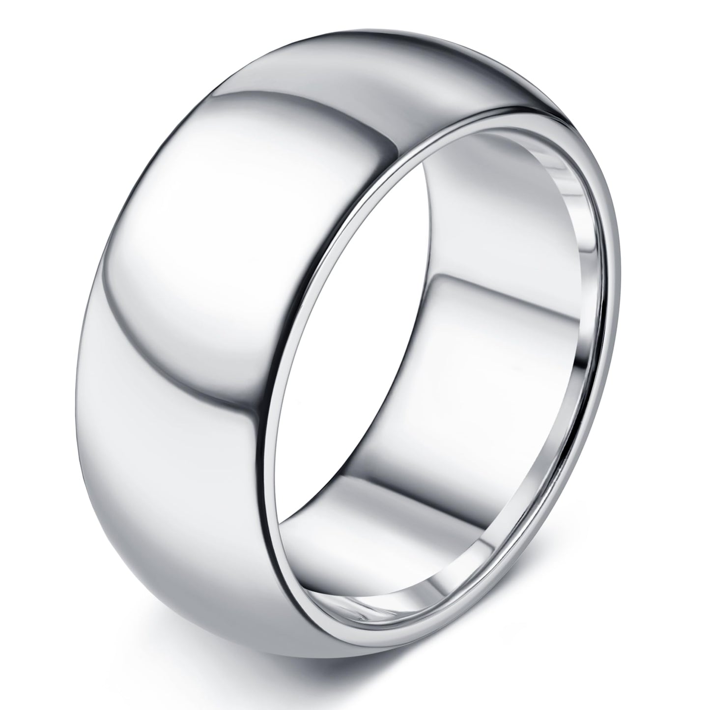 Florideco 10mm Stainless Steel Ring Wedding Bands for Women Mens Ring Wedding Band Plain Dome High Polished Size 7