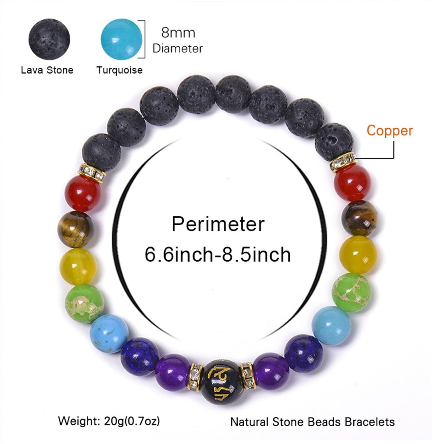 Chakra Bracelets for Women, Crystals and Healing Stones Pulsera Arus 7 Chakras Spiritual Bracelets for Woman Anxiety Healthbangle Lymphatic Drainage Elastic Bangle Natural Stone Yoga Crystals Beads Meditation Relax Anxiety(Volcanic Stone Black)