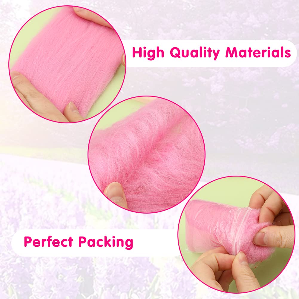 Wonvoc Needle Felting Wool 80 g, 8 Colors Nature Wool Roving, Wool Roving for Needle Felting, for DIY Craft Materials, 10g/Color, Purple