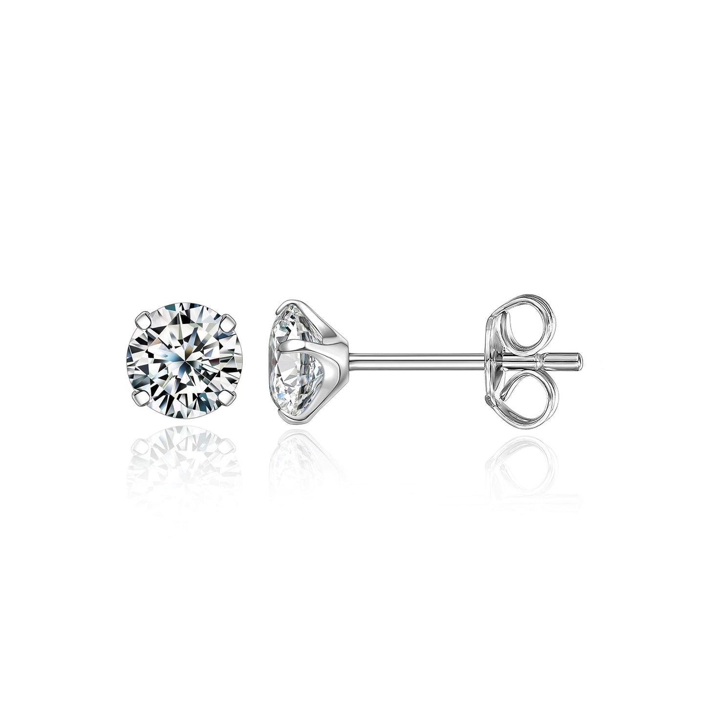 Limerencia G23 Pure Titanium Earrings F136 Implant Grade Titanium Studs 20G Hypoallergenic Round Cubic Zirconia/Princess-Cut/Square/Ball Earrings for Women Men Sensitive Ears(5mm Cubic Zirconia)