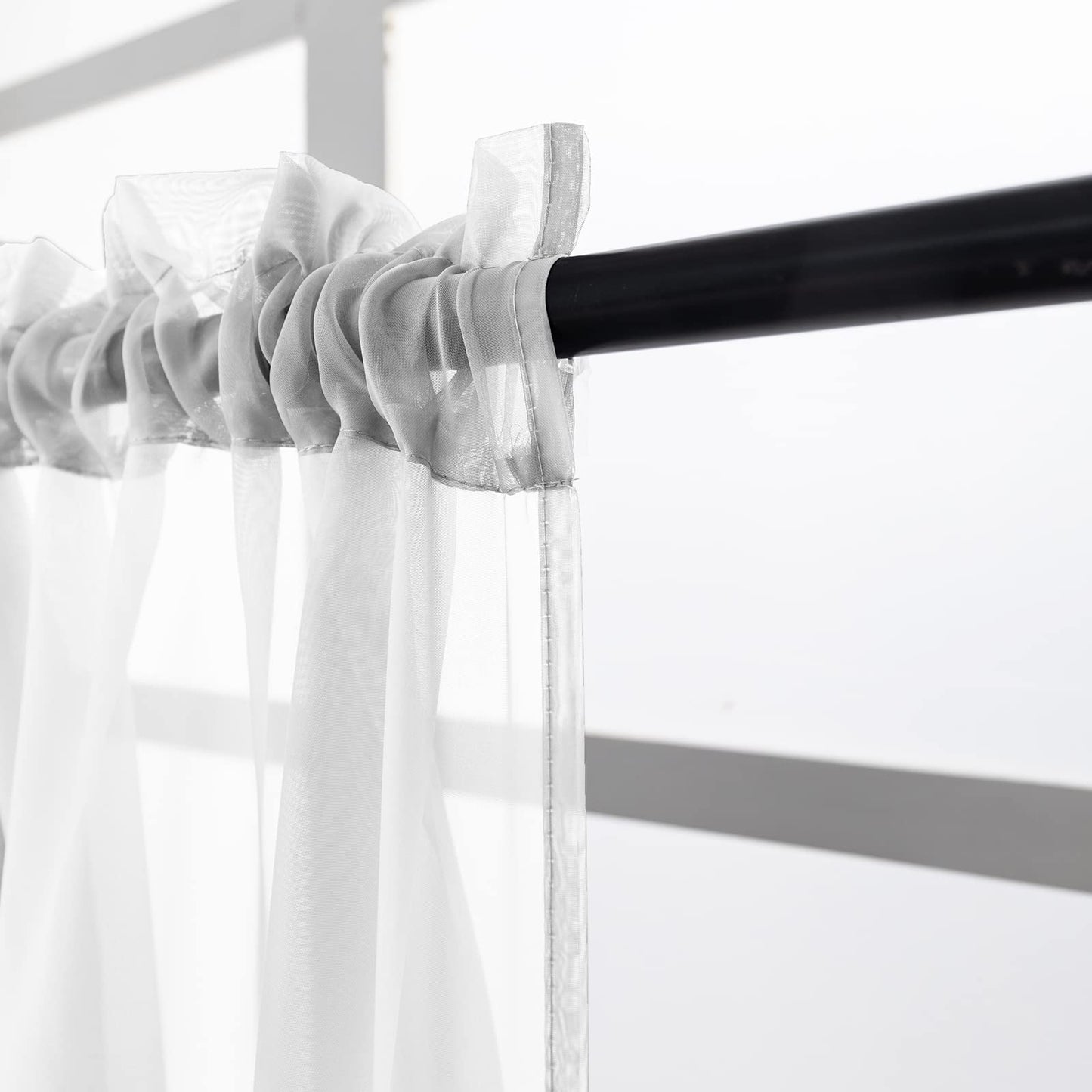 Beaded Triangle Sheer Valance Curtains for Living Room,Rod Pocket Farmhouse Window Valance, Bead Trim Tassel Voile Sheer Curtain Valance for Bedroom Bathroom Cafe 51x24 Inches (Ivory) 1PC