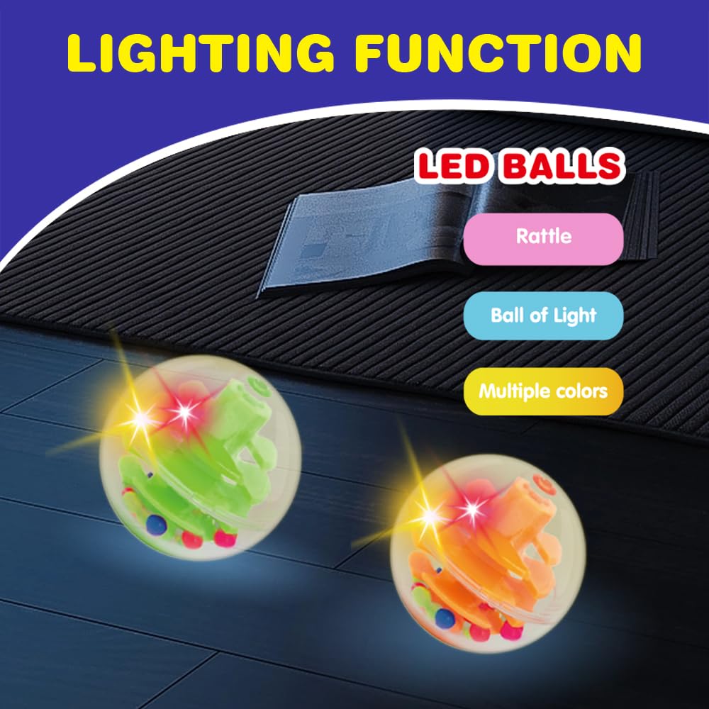 WEofferwhatYOUwant LED Activity Balls – 4 Motion-Activated Light-Up Rattle Balls for Toddler STEM Towers – 1.8" Sensory Toy for Kids - Permanently Enclosed 45 Hour Long Lasting Batteries