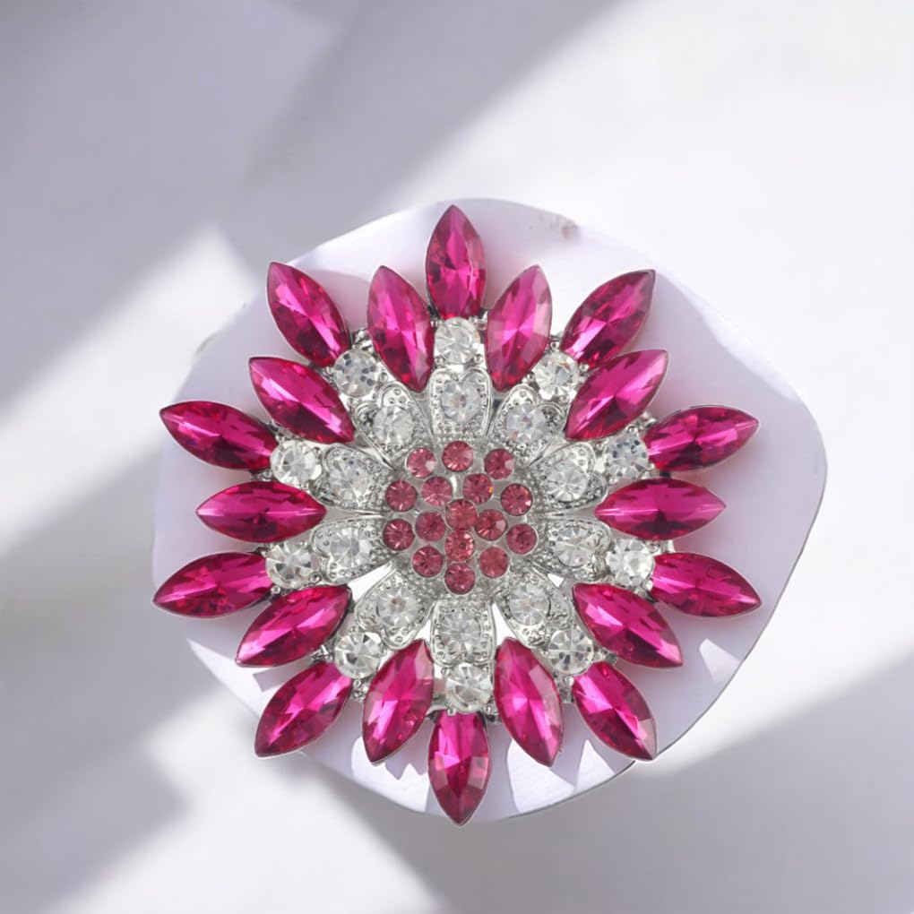 Rhinestone Large Flower Brooches Pins for Women Fashion Sparkly Crystal Sunflower Statement Brooch Unique Wedding Party Suit Dress Jewelry Accessories(Peach)