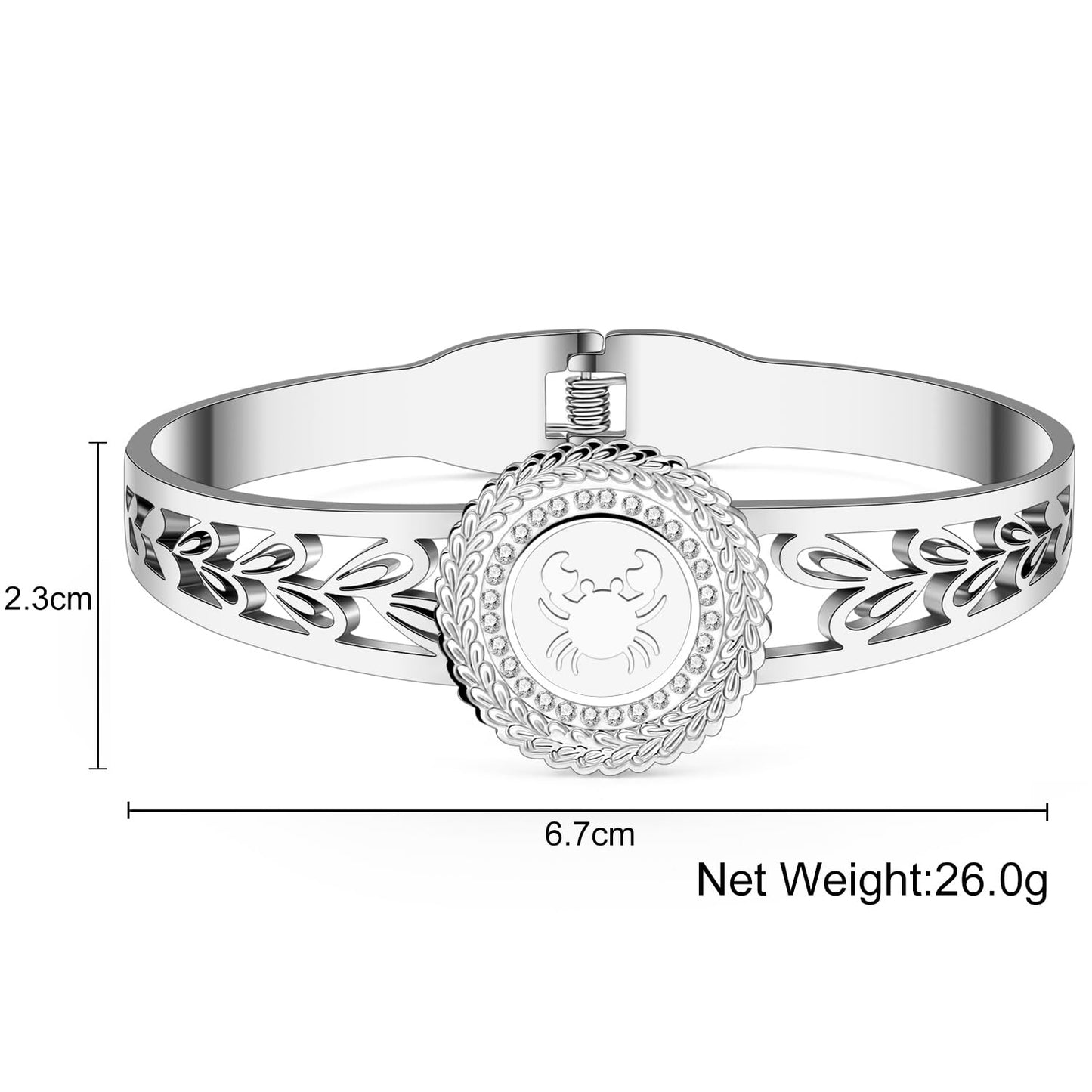 YAYAKO Stainless Steel Constellation Bracelets Bangle Zodiac Gifts for Women Birthday Gifts (Cancer)