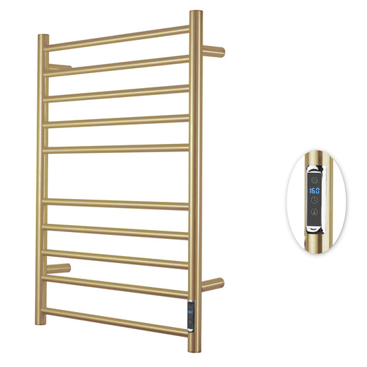 BLARALA Heated Towel Racks for Bathroom, Wall Mounted Electric Towel Warmer Racks with Timer & Temperature Control, 10 Bar Stainless Steel Towel Heater for Bathroom，Brushed Gold