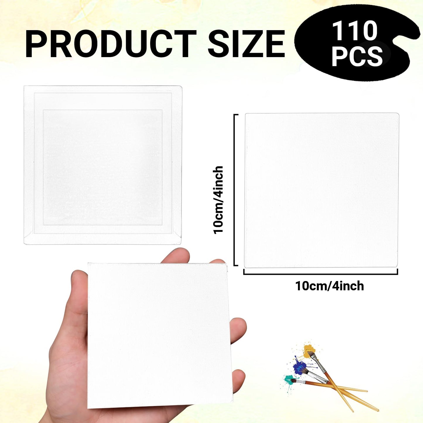 LECEHIVO 110 Pcs 4 x 4 Inch Mini Canvas Panels Bulk Blank Stretched Small Square Canvas Boards for Art Painting Kids Teenagers Craft Acrylics Oil