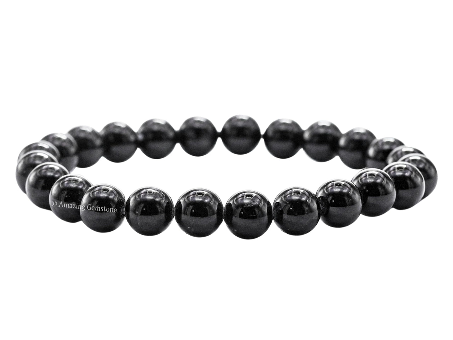 Amazing Gemstone Black Tourmaline Bracelet for Women Men's Gifts - Protection Healing Crystal Bracelet - 8mm Beaded Stretchable Bracelet Pulseras Para Hombres Mujer Stocking Stuffers (Regular)