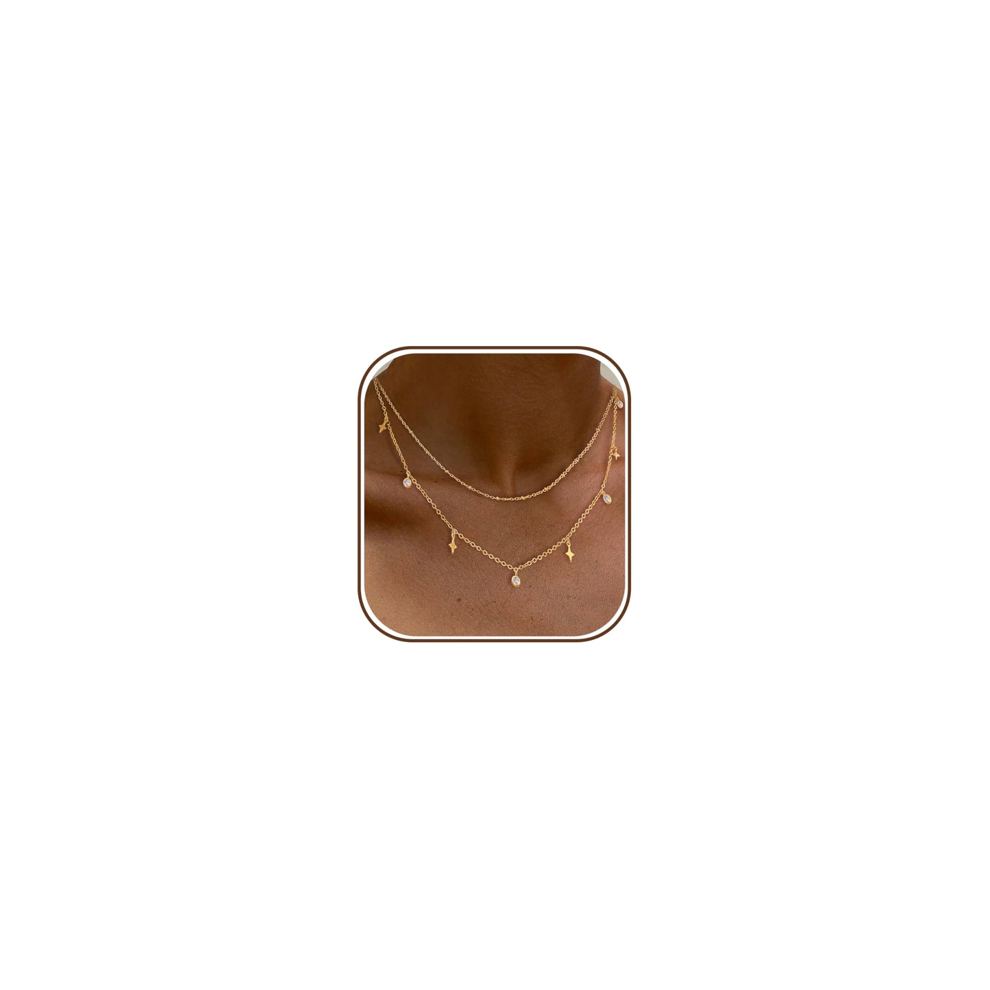 SELFROSE Layered Gold Necklaces For Women,Dainty Charm Chain Necklace Stack Gold Plated Choker Necklaces For Women Trendy Simple Charm Layered Necklace Set Fashion Accessories Jewelry