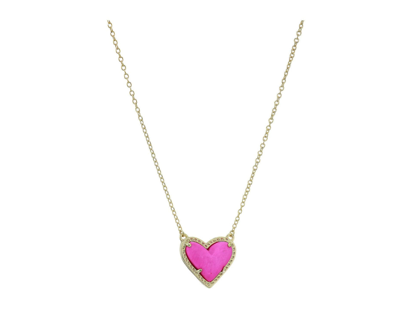 Kendra Scott Ari Heart Adjustable Length Pendant Necklace for Women, Fashion Jewelry, Gold-Plated Over Brass, Magenta