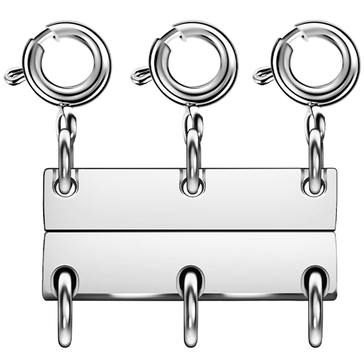 Layering Magnetic Necklace Clasps, Multiple Necklace Clasp,Necklace Clasps for Layered Look，Stainless Steel Chain Link Clasps for Necklaces and Bracelets, Silver, Gold (3 Silver B)