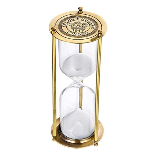 SuLiao Hourglass 60 Minute Timer, Vintage Brass Sand Clock, Unique Metal Watch, Antique Glass with White Sand for Home, Desk, Office, Gifts, Decor
