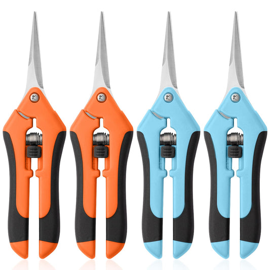 4 Pack Garden Pruning Shears, Stainless Steel Shears, Gardening Shears Scissors Pruning Shears for Gardening Tools (2pcs Blue+2pcs Orange)